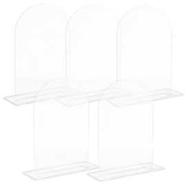 iplusmile 5 Sets Acrylic Blank Wedding Table Signs with Bases Half Arch Place Cards for DIY Ceremony and Reception Reusable Name Cards for Table Setting Stable Display Stands for Parties
