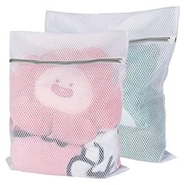 Mesh Laundry Bag, 2 PCS Large Washing Machine Bag with Zip, Coarse Net Washing Bags for Delicates, Socks, Clothes
