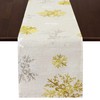 Grelucgo Embroidered Christmas Holiday Silver and Gold Snowflakes Table Runner