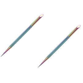2Pcs Holographic Stainless Steel Sticks Double Sided Nail Art and Cuticle Pusher Remover Manicure Pedicure Tool Cuticle Pushers Cuticle Tools