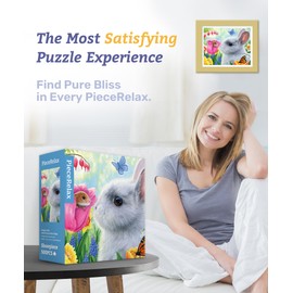 PieceRelax Plastic Jigsaw Puzzles for Adults 500 Pieces Bridget Voth - Little Friend in The Tulips Most Satisfying Table Games and Gifts No Puzzle Mat Required [H3444]