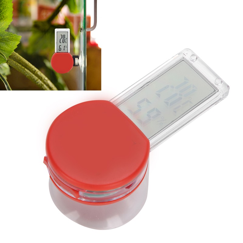 Reptile Terrarium Thermometer Hygrometer Digital Display Pet Tank Temperature GaugeRed