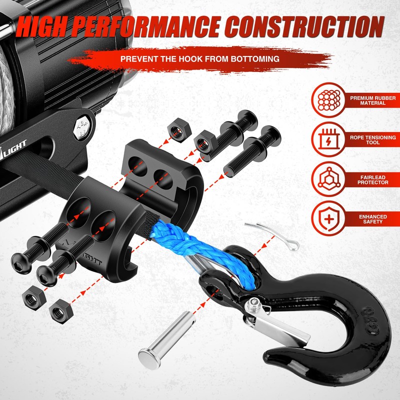 Nilight 1/4 Inch x 50 Feet Winch Rope Synthetic Winch