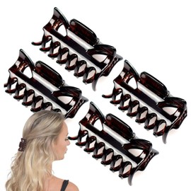 Basic Sense 2.4 inch Hair Claws, Durable & Sturdy Non-Slip Grip Classic Design Clamps, Jaw Clips, Medium 4pcs set Tortoise