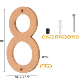 PATIKIL 10 Inch House Number, House Address Numbers Sign Large Floating Modern with Screws for Outside Door Wall Street, Gold, 8