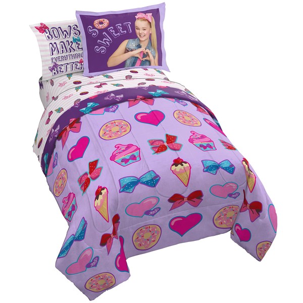 Jay Franco Nickelodeon JoJo Siwa Sweet Life 7 Piece Full Bed Set - Includes Reversible Comforter & Sheet Set Bedding - Super Soft Fade Resistant Microfiber (Official Nickelodeon Product)