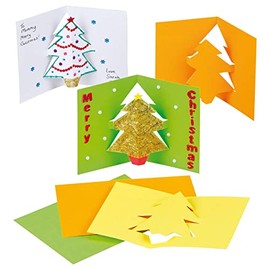 Baker Ross EF464 G793 Christmas Tree Pop Out Cards for Children to Decorate and Embellish (Pack of 8), Assorted