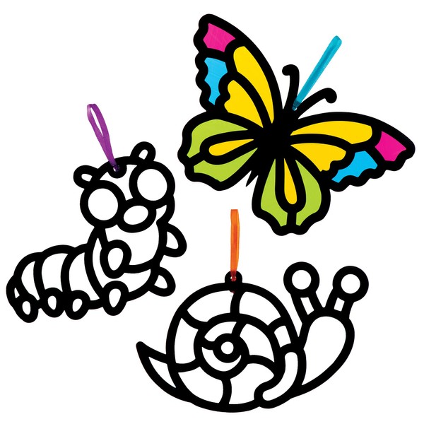 Baker Ross Bug Stained Glass Decoration Kits, Ideal for Kids'