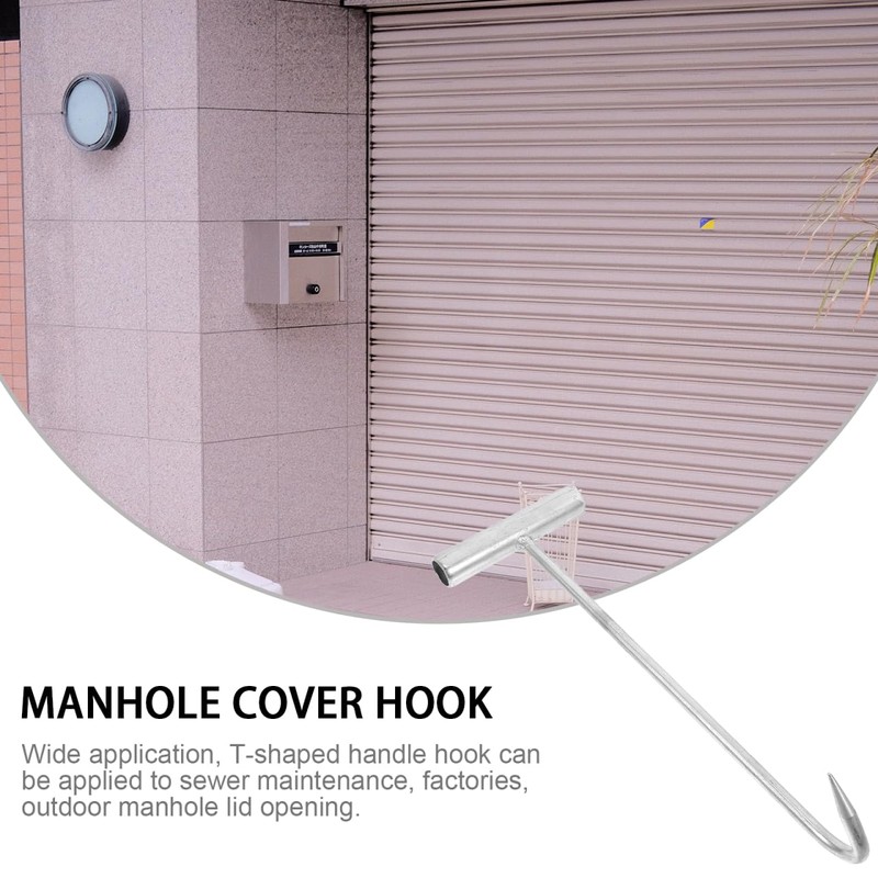 TOPPERFUN Manhole Cover Hook, 11.79in Stainless Steel Hay T-Hook Roller
