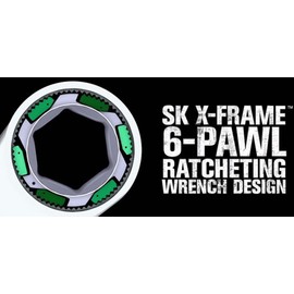 SK Hand Tool 80038 3/8" 6 Point X-Frame Metric Combination Ratcheting Wrench, Chrome, 1.7° Arc Swing, 216 Positions, Made in America