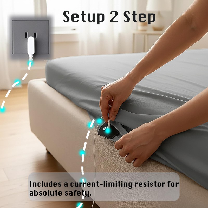 Grounding Sheets for Improving Sleep Quality,25% Pure Silver Fiber+Organic Cotton,Bedding