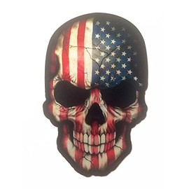 4x3 Inch Reflective America Death Skull USA Flag Decal