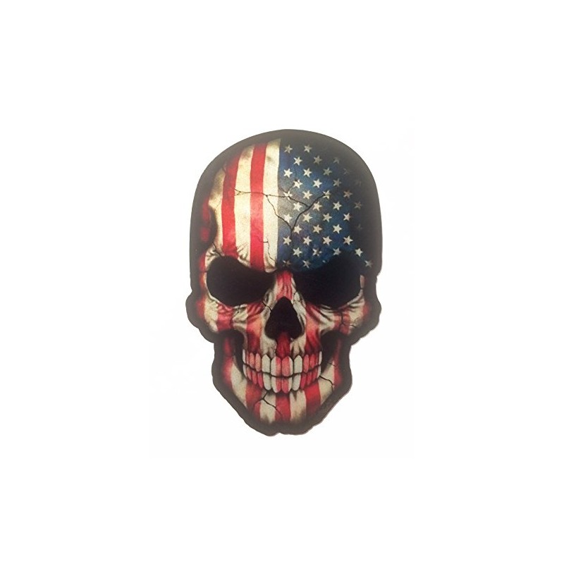 4x3 Inch Reflective America Death Skull USA Flag Decal