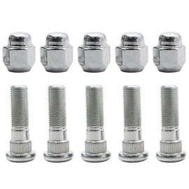 5 PCS Serrated Wheel Stud Bolts 610-378 M12-1.25 * 42mm, 14.35mm Knurl Bolt & Lug Nuts 611-114 Replacement for Infiniti Nissan Suzuki and More