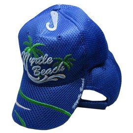 Myrtle Beach South Carolina MB Swirl Royal Blue/Green/White Mesh Textured Embroidered Ball Hat Cap CAP723D (TOPW)