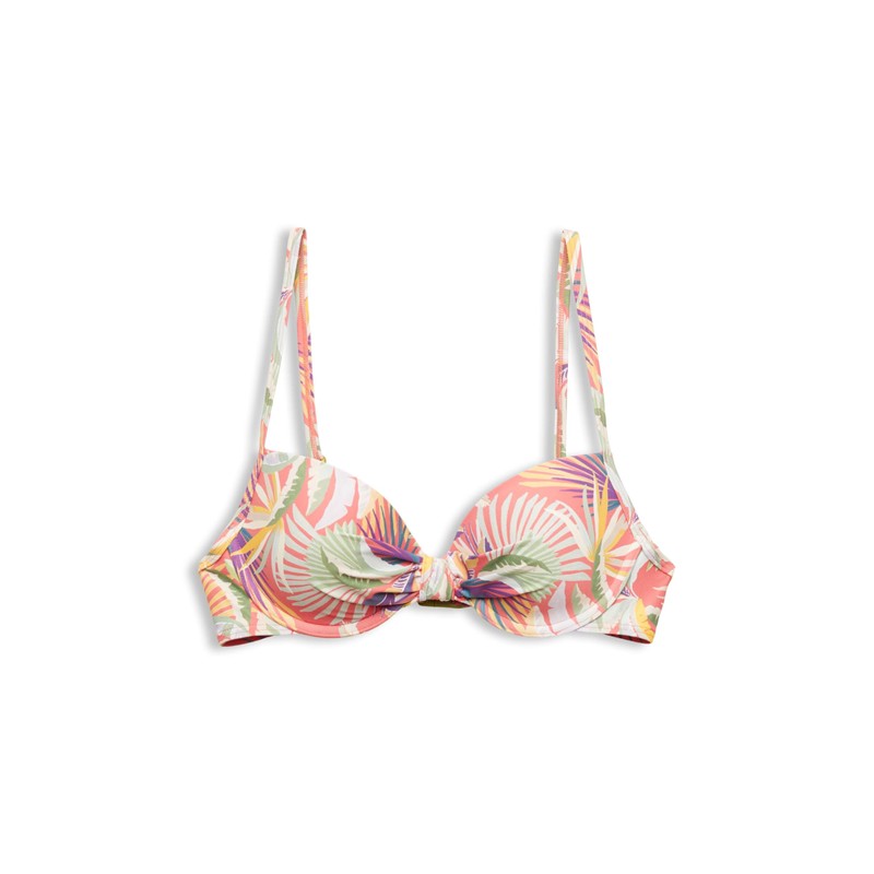 ESPRIT Bikini Top with Padded Underwired Cups and Print, 640/Coral