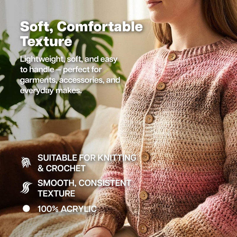 Utopia Crafts DK Ombre Multicolour Double Knitting Yarn 100g (001)
