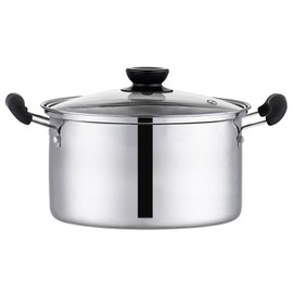 Thickened Stainless Steel Saucepan, 1.6 Quart Double Handle Milk and Soup Pot with Lid for Warming, Cooking and Boiling Milk, Spaghetti, Soup in Kitchen and Outdoor (18cm)