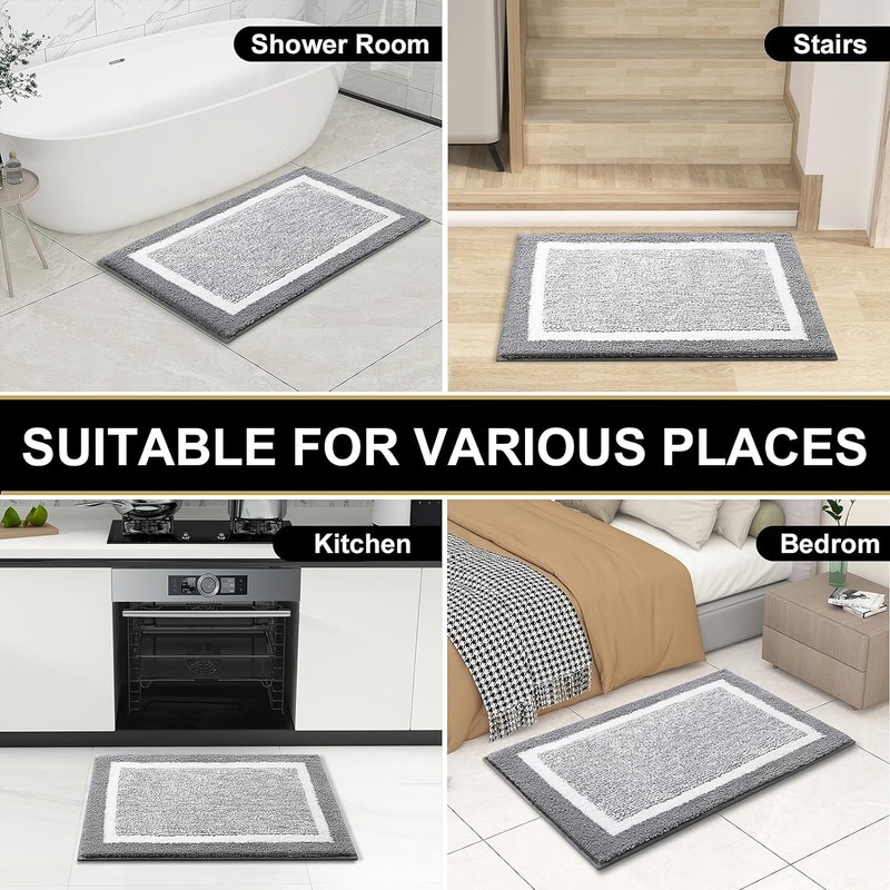 smiry Non-Slip Bathroom Rug, Super Soft Absorbent Bath Mat, Washable