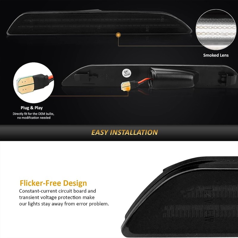 Bestview 2PCS LED Side Marker Lights for 2015-2023 Ford Mustang: