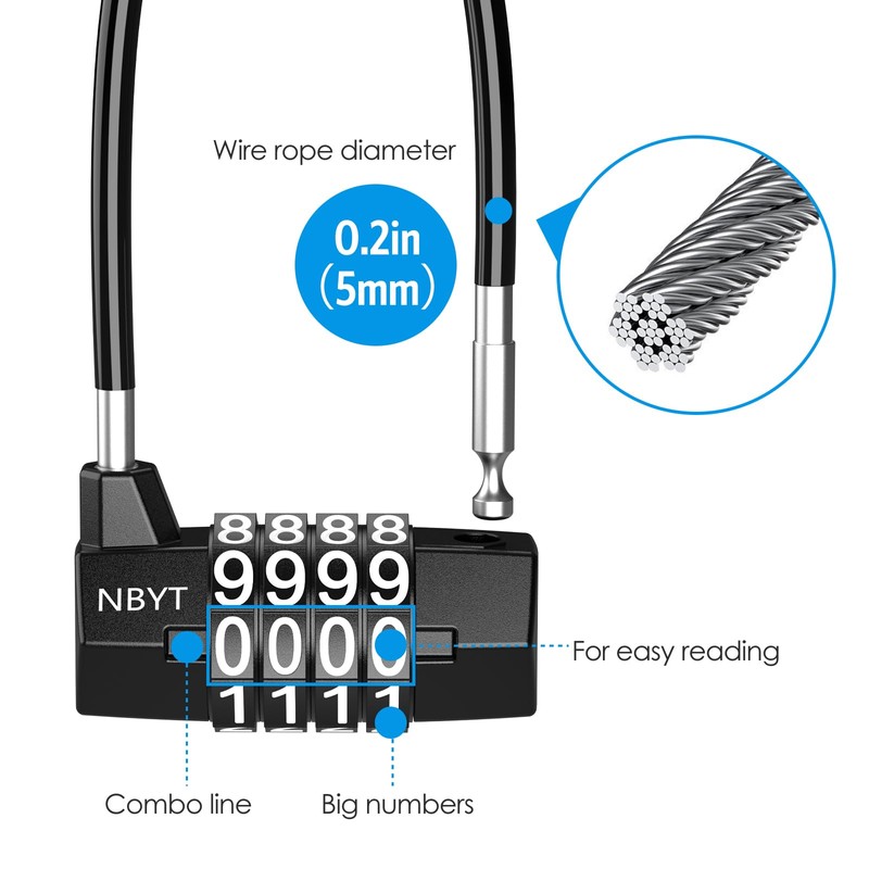 Brifit Combination Padlocks, Long Shackle Padlock with 4 Digit Code,