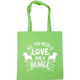 Hippowarehouse All you need is love and a Beagle Tote Shopping Gym Beach Bag 42cm x38cm, 10 litres
