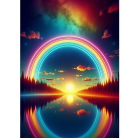 KEYIFA 5D Diamond Painting Rainbow Diamond Art Kits for Adults, Round Full Drill Aurora Borealis Diamond Painting Kit with Tools for Beginner, DIY Gems Art Craft for Home Wall Decor 30x40cm