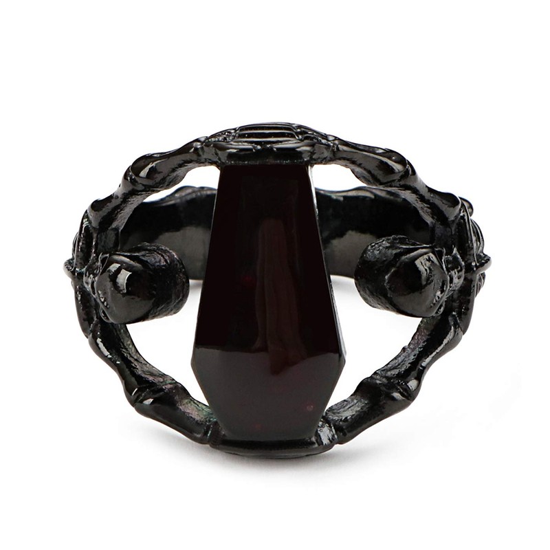 PAMTIER Men's Stainless Steel Skull Ring Gothic Vampire Skeleton Bloody