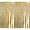 2Pcs Champagne Gold Tinsel Curtains, Tassel Door Hanging Gold Backdrop