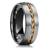 King Will 8mm Tungsten Rings Gunmetal Domed Gold Steel Wire