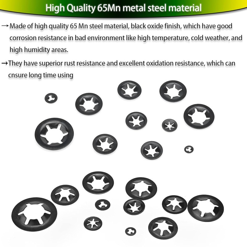 Internal Tooth Star Lock Washers,Hincell 360 Pieces 9 Sizes Push