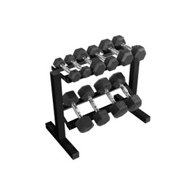 CAP Barbell 150 lb Coated Chrome Handle Hex Dumbbell Weight Set with Two Tier Rack