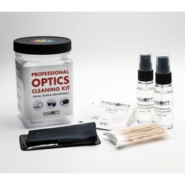 MidOpt Professional Optics Cleaning Kit, for Clean and Smudge-Free Lenses, Optical Tissue, Cotton Swabs, Glass Cleaner, Microfiber Cloth, CK100-NA