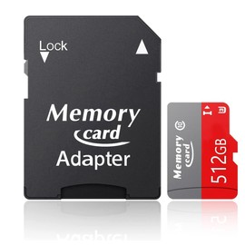 MicroSD Car512GB High Speed Memory Card Including SD Adapter,4K UHD MicroSDXC Memory Card for Camera,Phone,Tachograph,Tablet,and droned MicroSDXC 512GB Memory Card Class10 High Speed Card