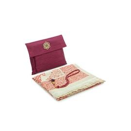 ihvan online Muslim Prayer Rug and Beads with Elegant Slub Fabric Bag | Janamaz | Sajadah | Soft Islamic Prayer Rug | Islamic Gifts | Prayer Carpet Mat, Taffeta Fabric, Burgundy