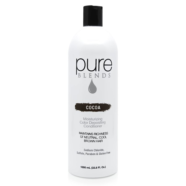 Pure Blends Cocoa Moisturizing Color Depositing Conditioner | Maintains The Richness Of Neutral Cool Brown Tones Preventing Warmth | Semi Permanent Hair Dye | Prevents Color Fade | Extend Color Service on Color Treated Hair | Sulfate Free, Sodium Chloride