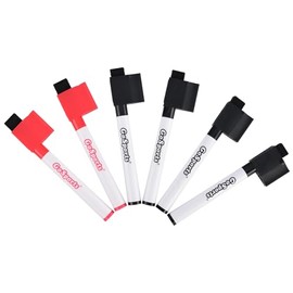 GoSports Coaches Board Dry Erase Markers 6 Pack | Includes 4 Black Pens & 2 Red Pens
