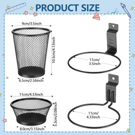 Affrolling 6 Sets Slatwall Cups with Hook Loops Mesh Steel Slat Wall Bin Pencil Holder Slatwall Accessories Paperclip Organizer Holders for Tools Storage Workshop Garage Workbench