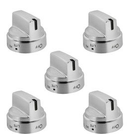 [5-Pack] WB03X24818 Gas Stove Knob Replacements for GE Stove, Stainless Steel Look Gas Range Burner Control Knob Replace Compatible with Ge Gas Stove Knob, Stove Knob PS11729081 AP5989029 4363588