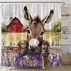 Farmhouse Donkey Shower Curtain Rustic Barn Lavender Farm Western Animals