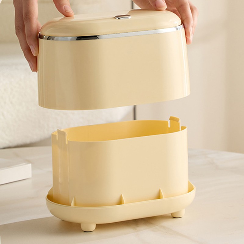 Desktop Trash Can with Lid Small Detachable Countertop Garbage Can