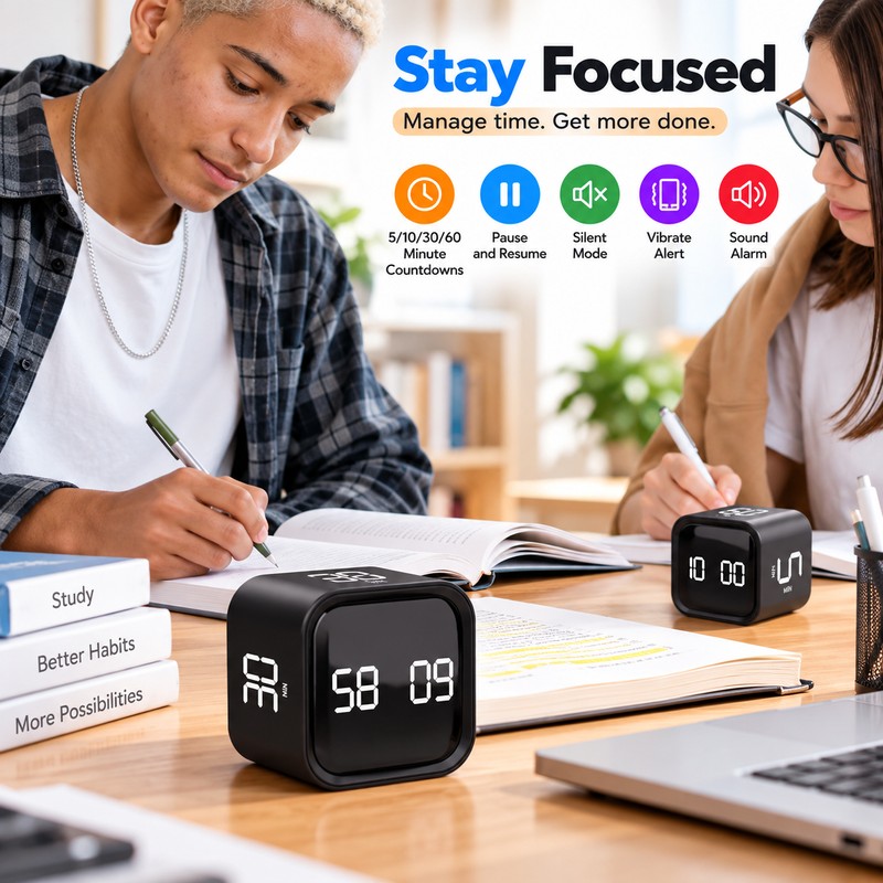 Cube Countdown Timer for Work & Study – 5/10/30/60 Min
