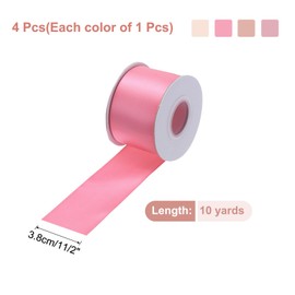 sourcing map 4 Rolls Satin Ribbon, 1 1/2 Inch 10 Yards Hair Silk Ribbon for Flower Bouquet Gift Wrapping Crafts Girls Bows, Pink/Deep Pink/Peach Red/Orange Pink