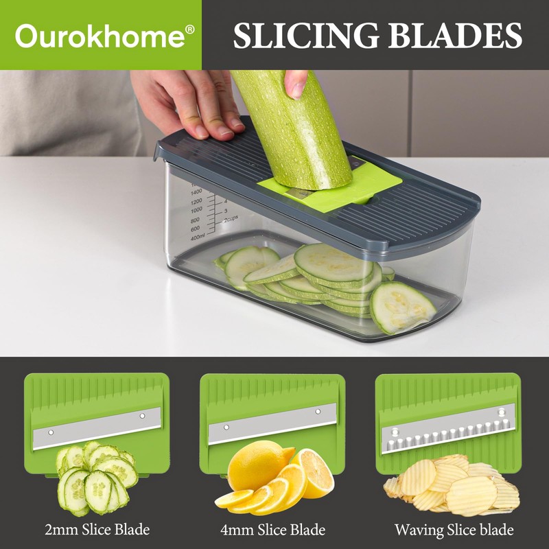 Ourokhome Mandolin Slicer for Kitchen Food, Hand Safe Vegetable Shredder