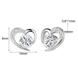 AoedeJ Sterling Silver Heart Earrings for Women Small Heart Earrings Studs Lover Earrings Heart Shaped Earrings for Women, Cubic Zirconia, Cubic Zirconia