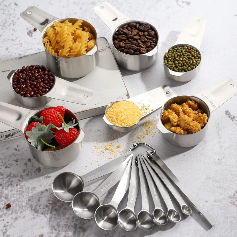 Measuring Cups and Spoons Set Stainless Steel 7 Stackable Measuring
