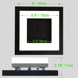 Anmaice 8in 12Watt Flush Mount led Ceiling Light fixtures.Modern Ceiling Lamps for Hallways,Balcony,Cloakroom, Small Closet,Washrooms,stairwell,Square,Black