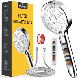 Magichome High Pressure Shower Head with 18 Stage Filtration, Water-Saving Shower Head with Hose 2 m and 6 Jet Types, Universal Hand Shower, Softens Hard Water with Extra Replaceable Accessories