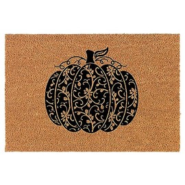 Welcome Doormat Coco Coir Door Mat Gift Swirly Pumpkin (24" x 16")