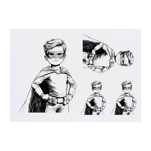 Azeeda 4 x 'Superheldenjunge' Temporäre Tattoos - Wasserfest, Hautfreundlich &